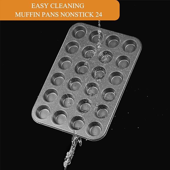 Walooza Muffin Cupcake Pan, Mini Muffin Tins Nonstick 24, Muffin Top Pan and Mini Cheesecake pans, Toast Oven Baking Supplies Non Stick Cake Pans Muffin Tray