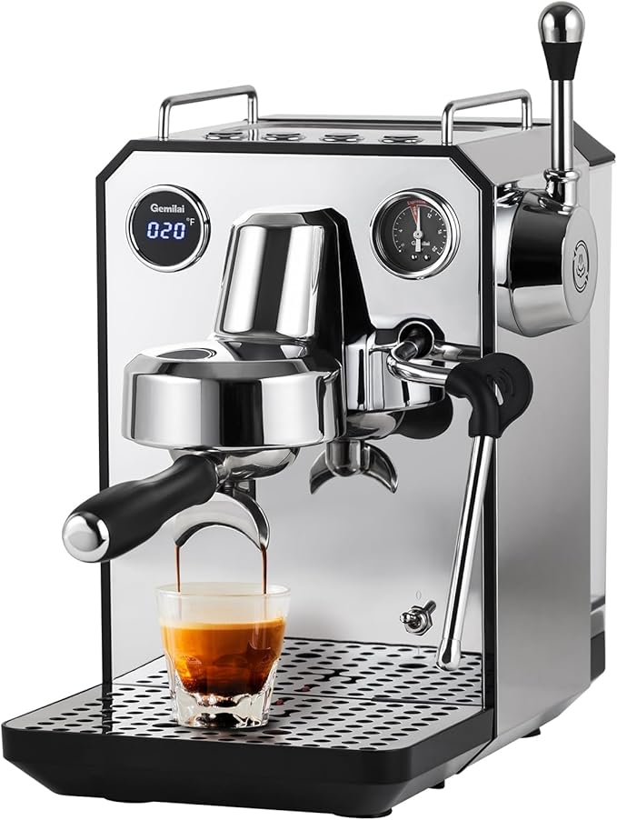 Gemilai Espresso Machine & Coffee Grinder& Milk Frothing Pitcher for Cappuccino, Latte