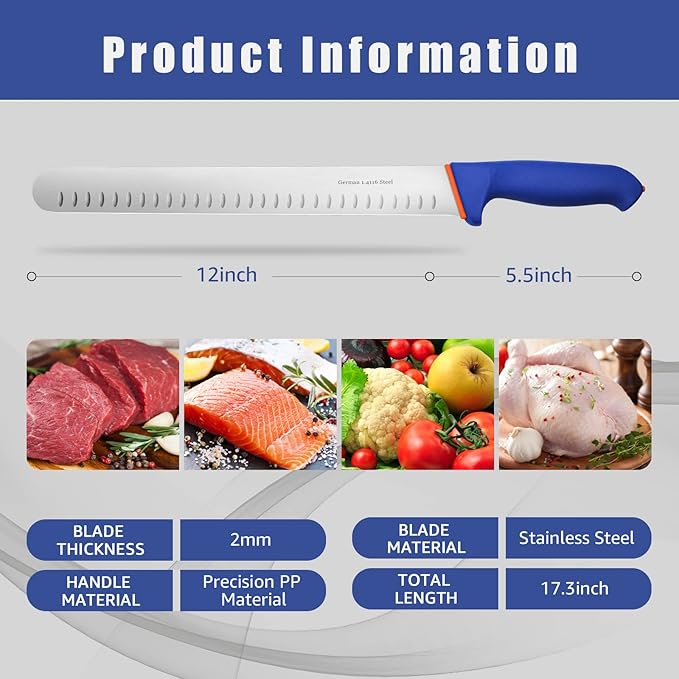 DRAGON RIOT Premium Slicing Brisket Knife 12 inch Slicer Knife for Meat Cutting - Stainless and Sharp BBQ Grill Roast Turkey Carving Knife Gift for Men&Women