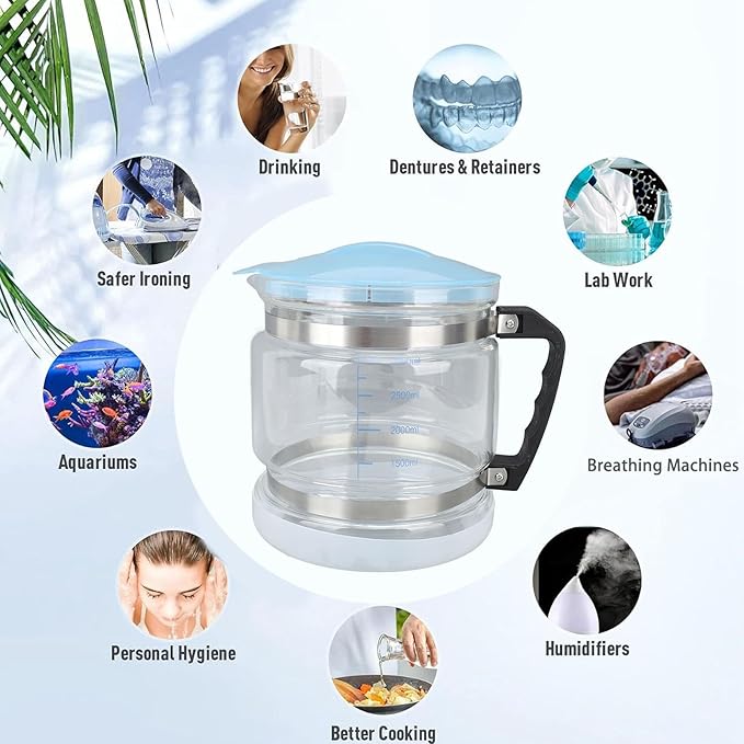 1 Gallon/4L Water Glass Carafe for Distiller, Water Distiller Glass Pot, Distiller Water Container Jug for Countertop Water Distiller Filter
