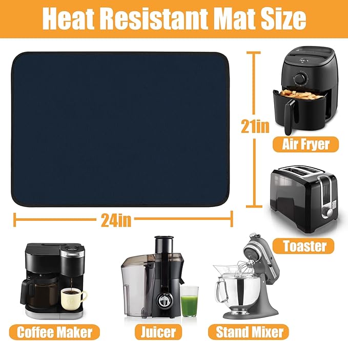 21x24in Heat Resistant Pad, Large Countertop Heat Protector Mat, Hot Pads for Kitchen Under Appliances, Air Fryer Oven Mat