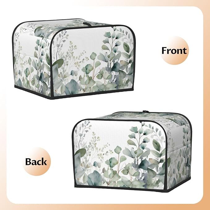 Toaster Cover 4 Slice Eucalyptus Leaves Waterproof Appliance Cover with Hang Loop Bread Baker Toaster Cover for Kitchen