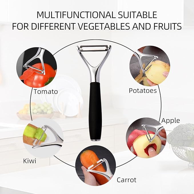 LIIGEMI Stainless Steel Y Peeler with Sharp Blade, Non-slip Plastic Handle for Comfortable Peeling of Potatoes, Apples, Cucumbers, and More - Dishwasher Safe Vegetable Peeler