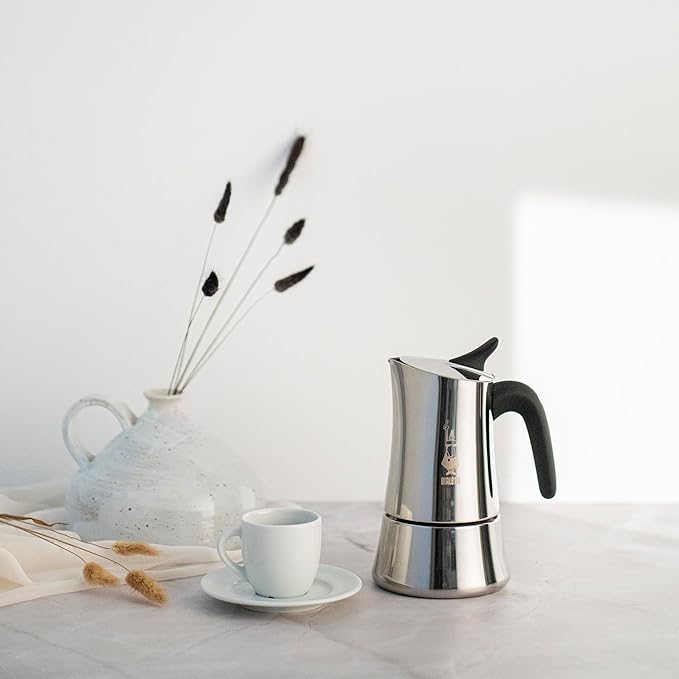 Bialetti Moon Exclusive Induction Stainless Steel Moka Pot, Stovetop Espresso Maker, Italian Coffee Maker, 4 Espresso Shots, (5.7 Oz - 170 ml), Compatible with All Stovetops, Silver