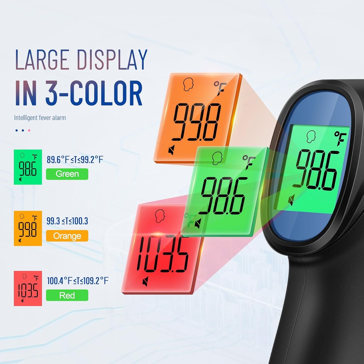 Forehead Thermometer for Adults and Kids, Digital Infrared Thermometer with Fever Alarm, Fast Accurate Results, Easy to use