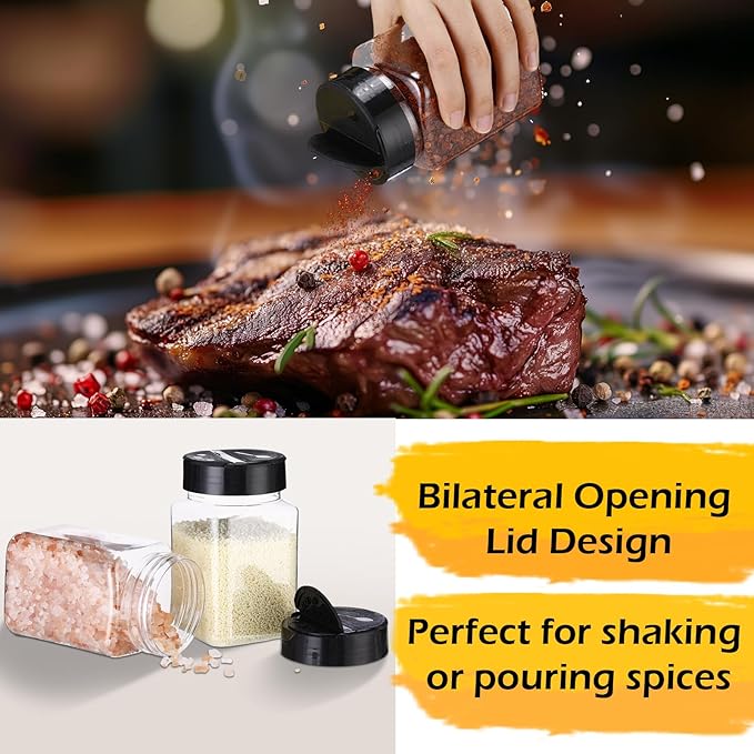 Mimorou 30 Pack Plastic Spice Jars with Shaker Lids Clear Seasoning Containers Spice Bottles for Kitchen Storing Spice Herbs Seasoning Powders(Triangle,12.2 oz)
