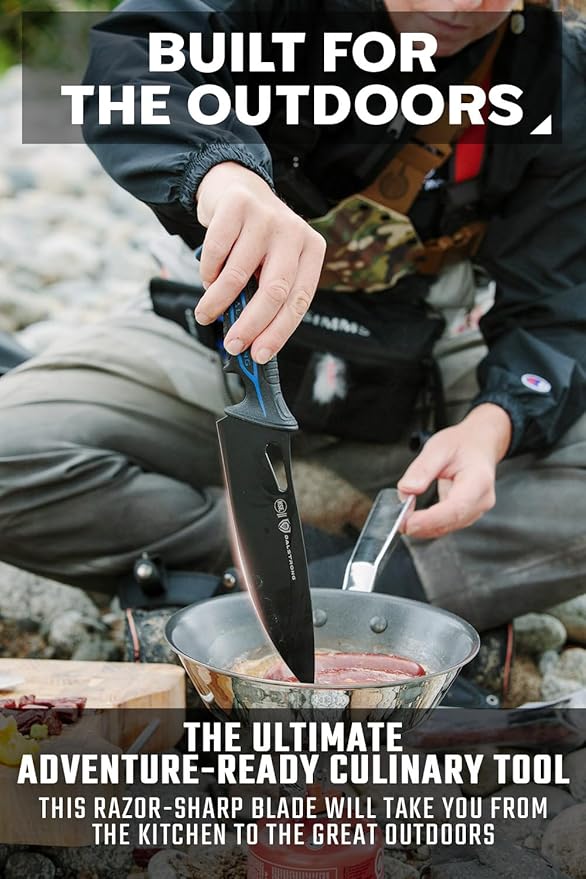 Dalstrong Chef Knife Professional - 8” - Night Shark Series - 7CR17MOV High Carbon Steel - Titanium Coated Blade - Water Outdoor & Fishing- Polypropylene Handle -w/Chef Knife Cover - NSF Certified