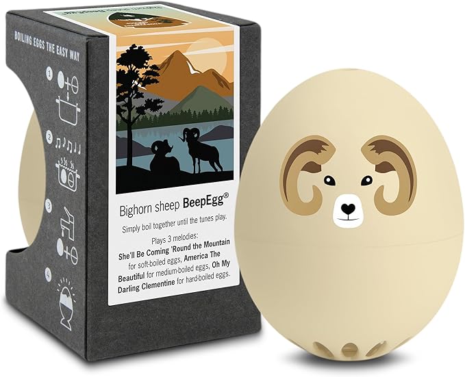 Bighorn Sheep BeepEgg – Egg Timer for Boiling Eggs – Musical Egg Cooker for Soft, Medium, Hard Boiled Eggs – Food Safe – Singing Floating Egg Timer – Egg Cooker for 3 Levels of Doneness - Brainstream