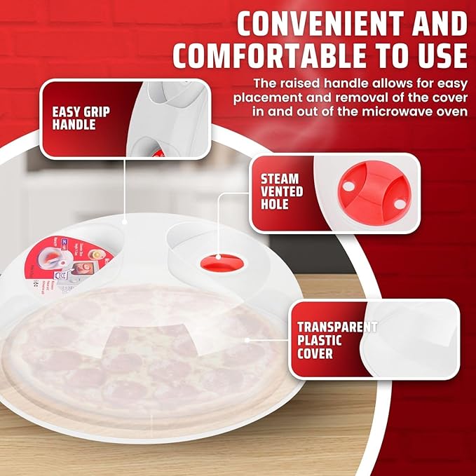 Flexzion 11.5 Inch Microwave Splatter Cover - BPA-Free Anti-Splatter Microwave Cover with Adjustable Steam Vent, Dishwasher Safe, Transparent Plastic Food Covers for Microwave Cooking