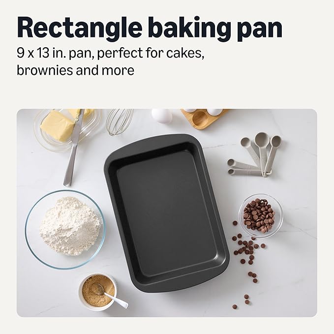 Amazon Basics Nonstick Rectangle Baking Pan, 9 x 13 in., Perfect for Cakes, Dishwasher and Oven-Safe