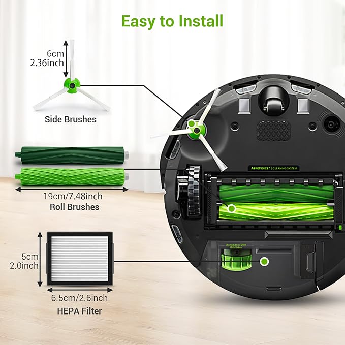 22 Replacement Parts for iRobot Roomba i7 i7+ i2 i3 i3+ i4 i4+ i6 i6+ i8 i8+ J7 J7+ J9 E5 E6 E7 I,E & J Series Vacuum Cleaner,8 HEPA 8 Side Brushes 4 Rubber Roller Brush,1 Clean Brush