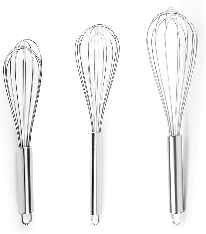 Fox Run 5830 Set of 3 Stainless Steel Wire Balloon Whisks, 8", 10" and 12-Inch