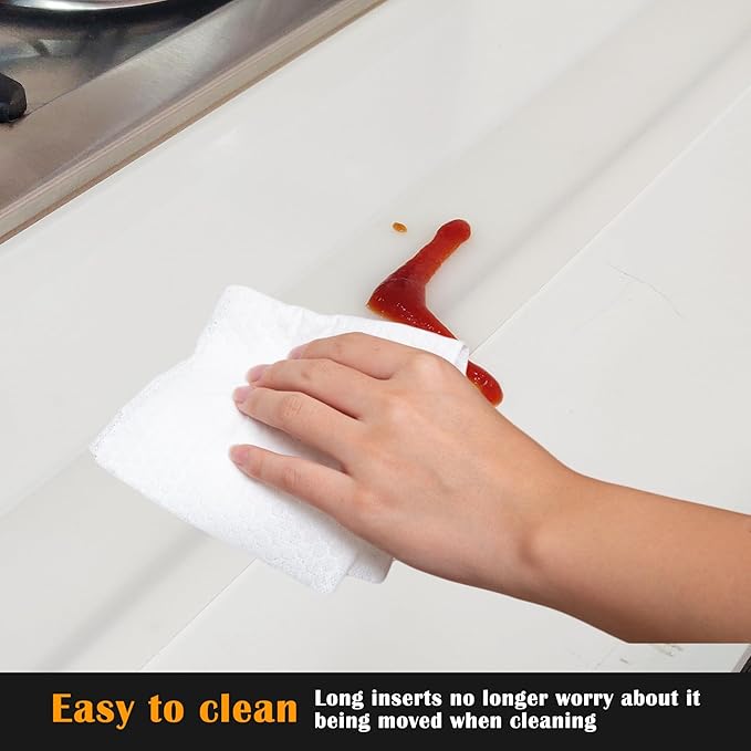 Silicone Stove Counter Gap Cover by Kindga, 21" Easy Clean Gap Filler Sealing Spills Between Kitchen Counter, Appliances,Stovetop, Oven, Washing Machine, Washer, Dryer Set of 2 (White)