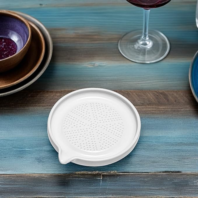 5" Ceramic Grater for Ginger Garlic, Ceramic Grinder Plate, Multi-Purpose Non-Slip Zester for Cheese, Citrus, Chocolate & Spices, Rust-Proof & Dishwasher Safe, Medium-Fine Grater Surface