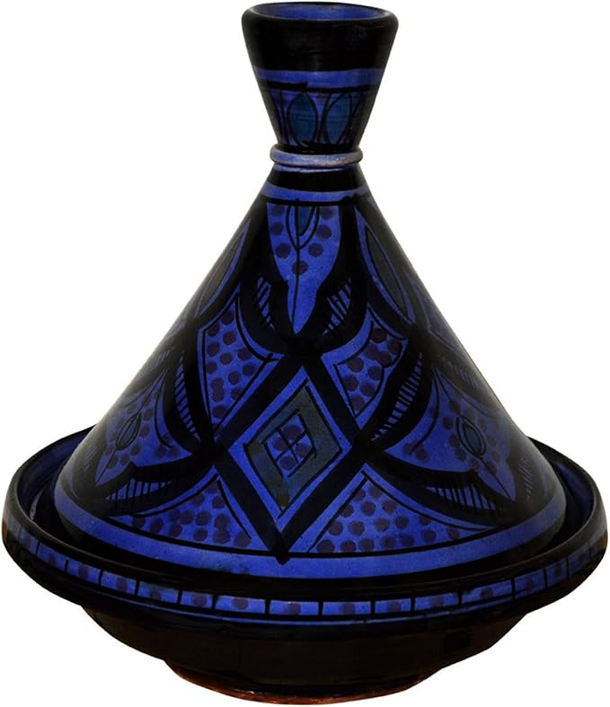 Moroccan Handmade Serving Tagine Exquisite Ceramic With Vivid colors Original 8 inches Across
