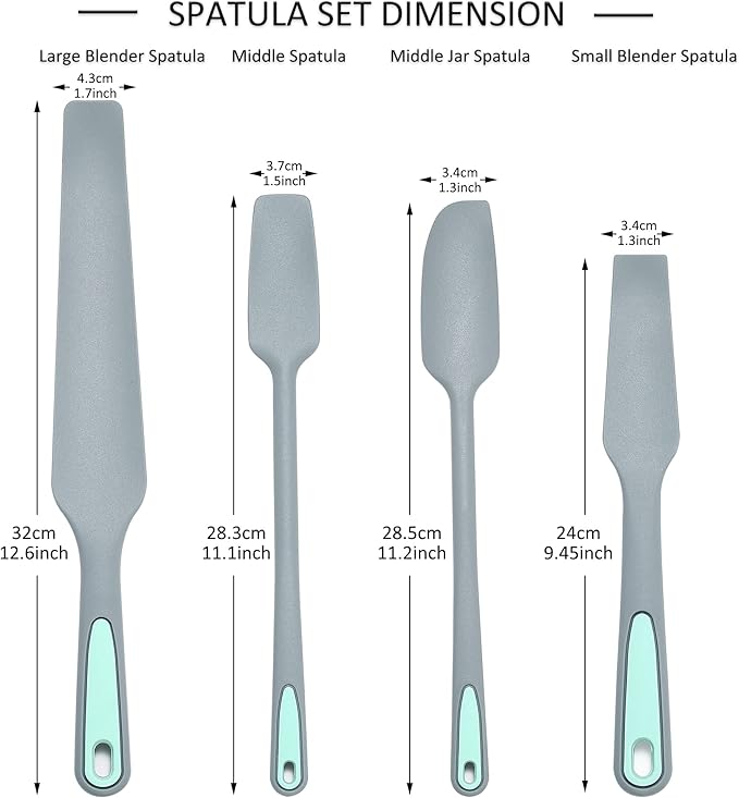 To encounter Silicone Spatula Set, Rubber Blender Spatula, Jar Spatula for Baking Mixing and Stirring, Nonstick, Heat Resistant and Dishwasher Safe, Set of 4