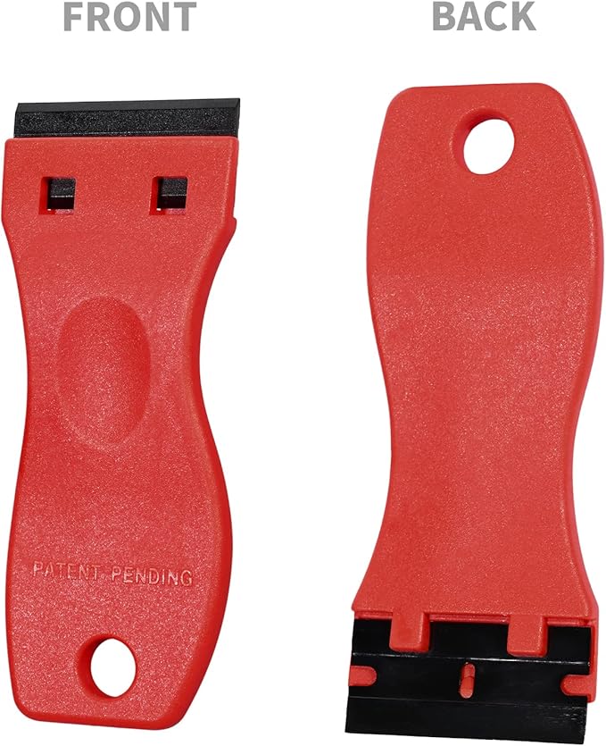 EHDIS 1.5" Plastic Razor Scraper Tool with 10pcs Double Edged Blades for Adhesive Remover,Removing Labels Stickers Decals Taping on Glass Windows (Red)