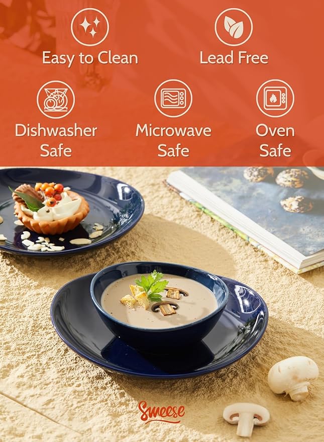 Sweese 10 oz Small Porcelain Bowls - Set of 6 - Ceramic Serving Bowls versatile for Cereal, Fruit, Dessert, Ice Cream, Snack & Yogurt - Shaded of Blue Colored