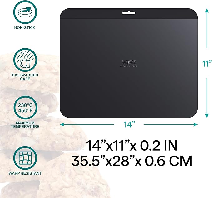 Baker's Secret Insulated Cookie Sheet Cookie Tray 13" x 9", Carbon Steel Insulation Double Wall, for Baking Roasting Cooking, Dishwasher Safe Home Baking Supplies Accessories (2x Insulated 13")