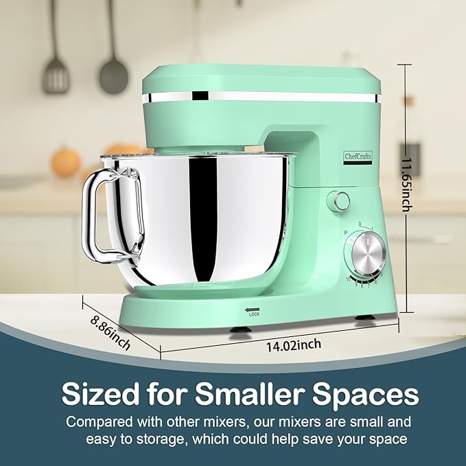 Electric Stand Mixer with 6.5 Quart Bowl, Household Food Mixer 10+p Speeds 660W, Tilt-Head Bread Dough and Cake Mixers with Dough Hook, Whisk, Beater, Splash Guard and Egg Separator (Blue)