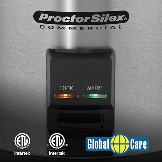 Proctor Silex Commercial 37560R Rice Cooker/Warmer, 60 Cups Cooked Rice Capacity, Nonstick Inner Pot, Hinged Lid, Stainless Steel Housing, Conforms to NSF