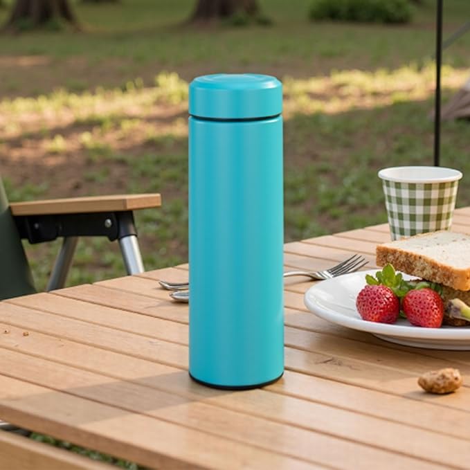 PARACITY Insulated Water Bottle, 15 oz Stainless Steel Water Bottles for Double Wall Vacuum Hot Drinks, Metal Water Bottle Keeps Hot for 12 Hrs, Cold for 24 Hrs, for Coffee, Tea (light blue)