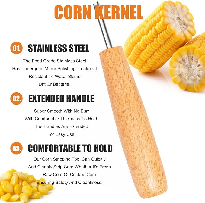 Corn Peeler Corn Thresher Corn Stripper for Corn On The CobCorn Shovel Corn Scraper Corn Kernel Remover Tool Cob Planer Corn Cutter Corn Knife Tool Stainless Steel Kitchen Gadget