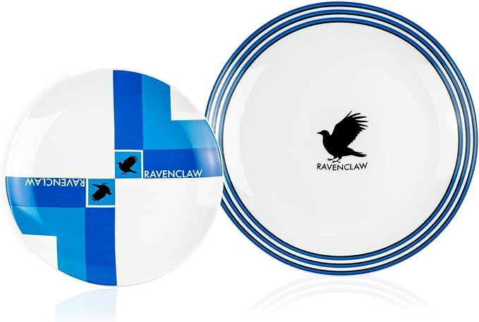 Harry Potter Ravenclaw 16 Piece Porcelain Dinnerware Set for 4 - Includes 4 Dinner Plates, 4 Salad Plates, 4 Bowls and 4 Mugs