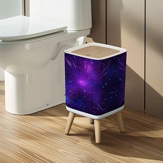 Small Trash Can with Lid Space nebula stars Milky way galaxy infinite universe Starlight night Wastebasket with Press Cover Dog Proof Garbage Can Waste Bin for Kitchen Bathroom Nursery 2.6 Gallon