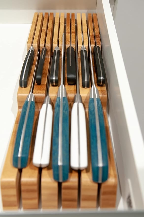 Arcos 794300 Universal Block Drawer Knives Till 25 cm (9.84 Inch) -Made of Bamboo-Size 39 x 432 x 139 mm (1.53 x 17 x 5.47 Inch) -Brown Colour, Stainless Steel ands Plastic