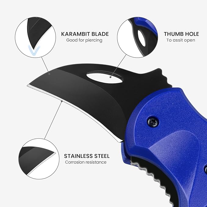 Small Pocket Knife for Men, Cool Folding Knife Box Cutter with 1.34 inch Sharp Blade, EDC Knives Tool for Everyday Carry, Great Gift for Men (Klein Blue)