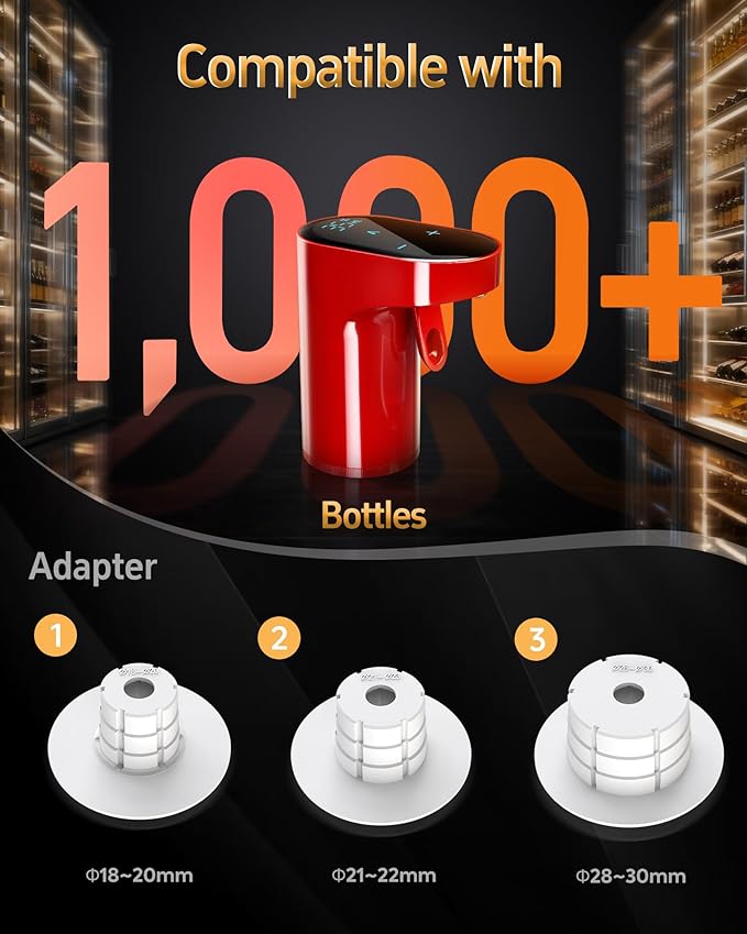 5-in-1 Electric Wine Decanter with Aerator,Digital Alcohol Bottle Dispenser Adjustable Dosing,Smart Whiskey Pourer, Liquor/Spirits Pump Automatic,Nice Gifts for Women Men Mom Dad Husband Boss (Red)