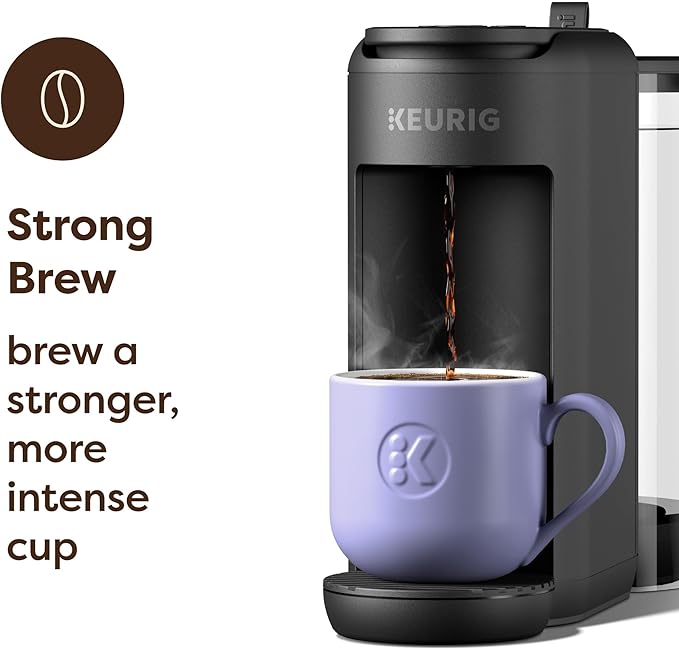 Keurig K-Mini Mate Plus Single-Serve K-Cup Pod Coffee Maker, Compact, 3 Cup Sizes, Brew Over Ice and Strong Button Features, 50 oz Removable Reservoir, Matte Black