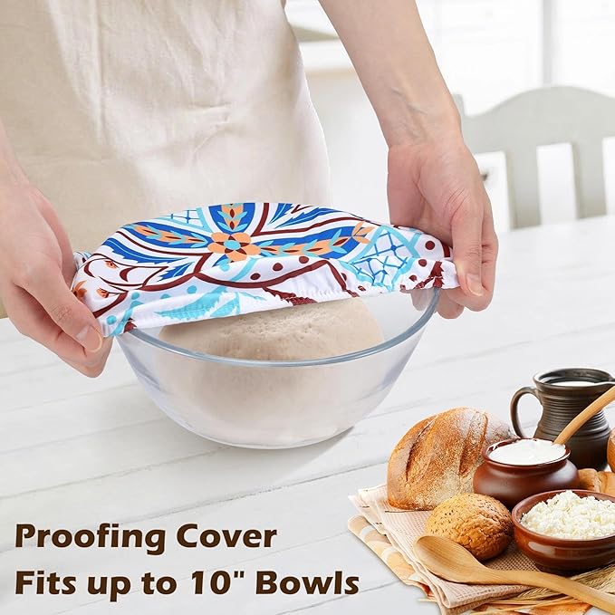 2 Pack Reusable Bread Bags for Homemade Bread, 17"×13" Sourdough Bread Storage Bags with Bowl Cover - Keep Loaf Fresh and Easy to Wash(Morocco Style)