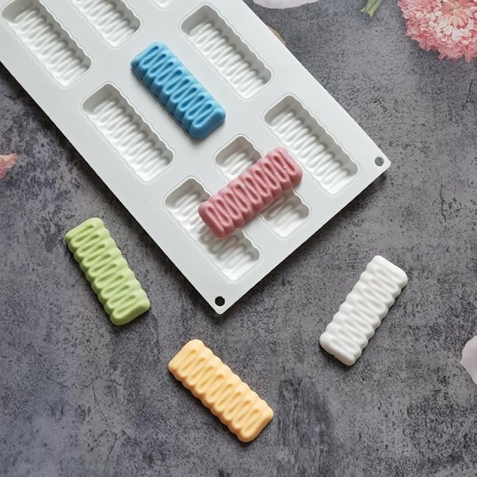 Silicone Mold for Baking Cakes,Soap Molds,Flower Shape Silicone Molds for Homemade French Dessert Mold for Pastry Chocolate,Jelly Chocolate Mold ＆ Ice Cube Tray (B_ Long Wave Shape)