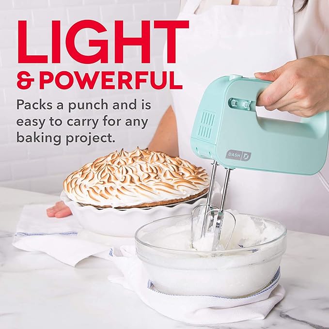 Dash SmartStore™ Compact Hand Mixer Electric for Whipping + Mixing Cookies, Brownies, Cakes, Dough, Batters, Meringues & More, 3 Speed, 150-Watt - Aqua