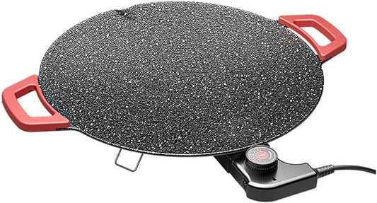 Non-Stick Electric Indoor Grill Pan 36cm, Smokeless Korean BBQ Grill with Adjustable Temperature, Portable Electric Griddle for Steak, Seafood, Vegetables, 700W Powerful Heating, Easy to Clean(28 Cm)