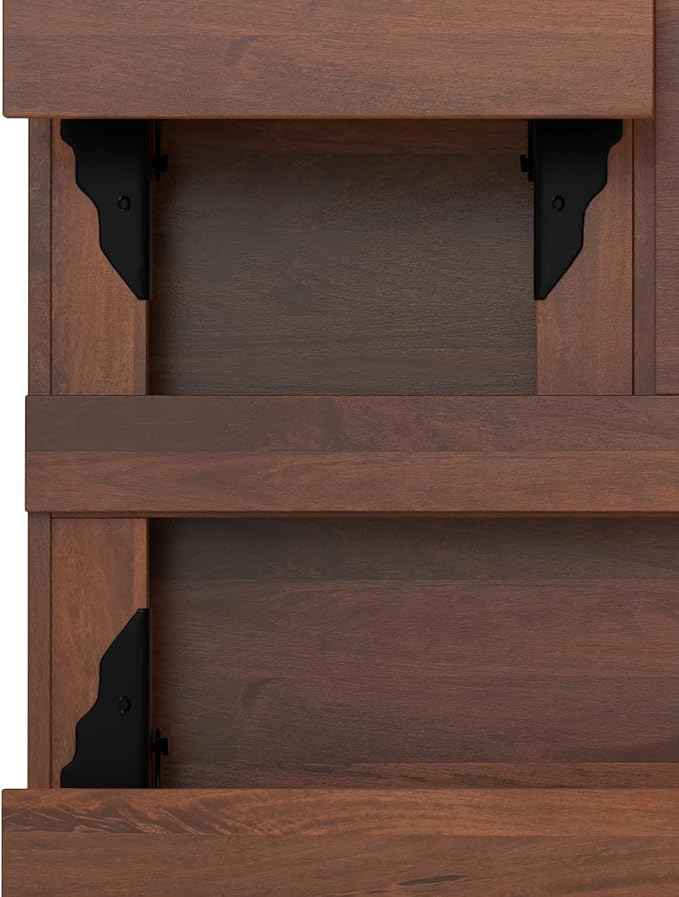 SIMPLIHOME Hunter Lift Top Coffee Table - 32 inch Wide Solid Mango Wood Industrial Square Cocktail Table in Umber Brown, Living Room Table with Dual Lift Tops, Hidden Storage and Gold Hairpin Legs