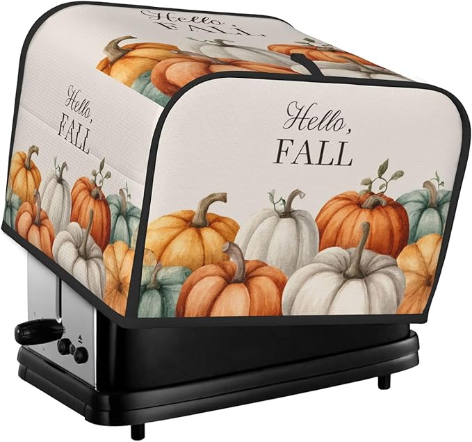 Toaster Cover 4 Slice Pumpkin Fall Autumn Thanksgiving Kitchen Small Appliance Covers with Pockets Dust and Fingerprint Protection