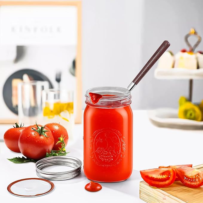 Miuyhji Wide Mouth Mason Jars 32 oz with Lids [9-Pack], Canning Jars with Metal Airtight Lids and Bands, 32 oz Glass Jars for Fermenting, Pickling, Freezing, Preserving, Meal Prep, Jar Décor