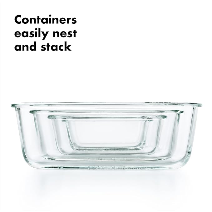 OXO Good Grips 1.6 Cup Smart Seal Leakproof Glass Rectangle Airtight Food Storage Container