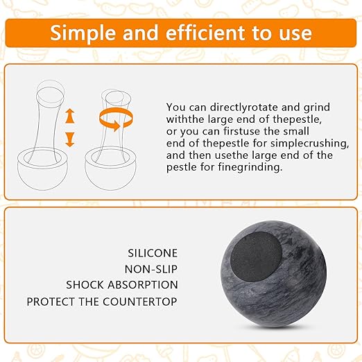 Tianman Small Mortar and Pestle Set 3.2 Inch.1/3 Cup.Mini Marble Grinder with Brush for Pills Herbs Spices,Easy to Grip.Efficient Grinding.Universal Dual Head Grinding Pestle.(Marble Black)