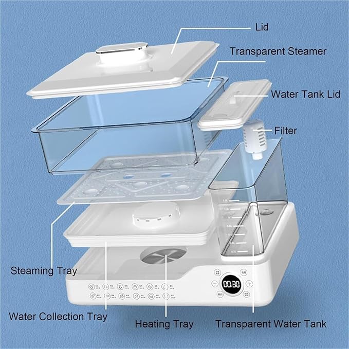 24L Electric Steamer, 3 Tier Electric Food Steamer for Cooking, Commercial Stainless Steel Steamer with Detachable Water Tank, Large Capacity Breakfast Machine with Timer