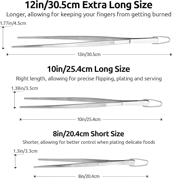 U-Taste Measuring Cups and Spoons Set:18/8 Stainless Steel 10 Pieces Metal Measure set (Multicolors),and 8"+10"+12" Kitchen Cooking Tweezer: 18/8 Stainless Steel Food-Grade Food Tong (Pointed Tip)