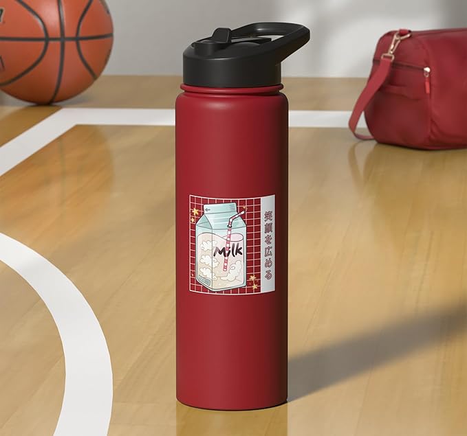 Cute Milk Carton Kawaii Japanese Stars Clouds Stainless Steel Insulated Water Bottle