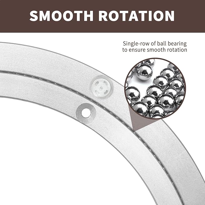 Lazy Susan Silent Non-Slip Turntable Aluminium Turntable Bearing 14 inch for Round Dining Table TV Rotating Table