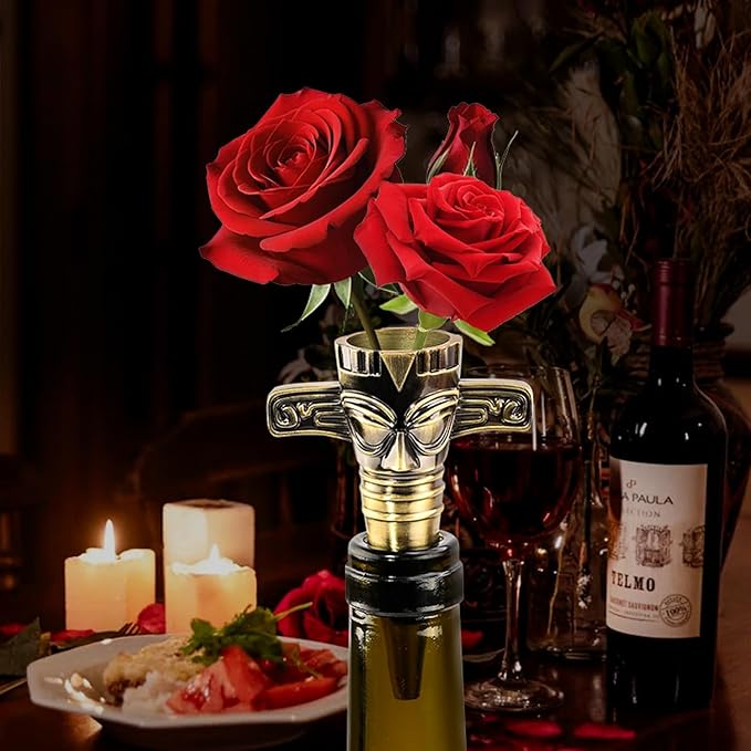 Professional Wine Opener Set for Old & Fragile Corks - 3-in-1 Cork Extractor Removes Older Wine Corks Whole & Intact, Beer Bottle Opener with Elegant Zinc Alloy Base & Stopper Set (Antique Bronze)