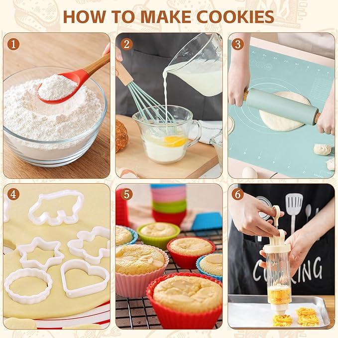 36PCS Kids Baking Set, Baking Kits for Kids with Food-Grade Silicone, Safe Kids Baking Kit for Toddlers, Ideal Gift for Parent-Child Baking Birthday Christmas