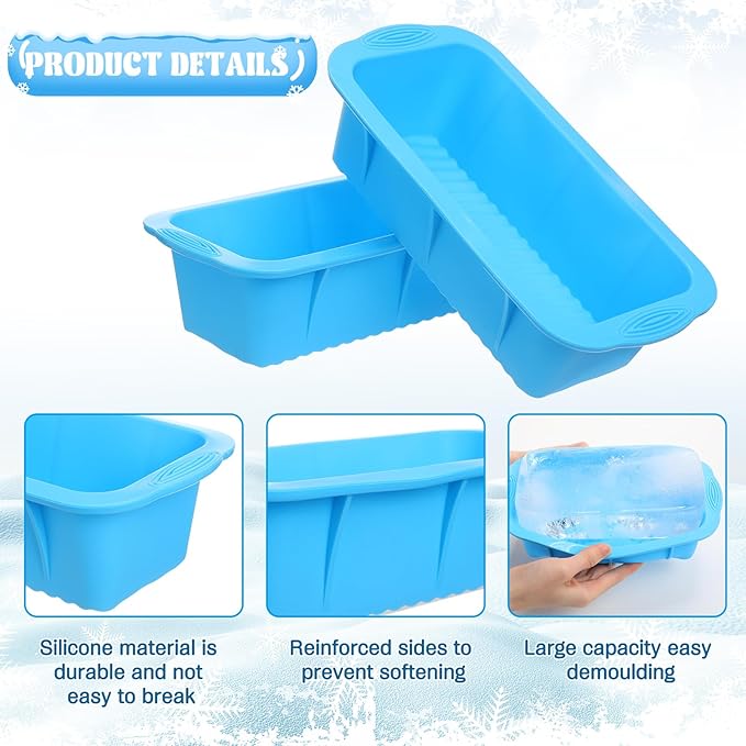 Honeydak 8 Pcs Ice Block Mold 2.4lb Large Ice Cube Molds Reusable Silicone Cold Plunge Bath Accessories for Cold Water Bath or Cooler(Blue)