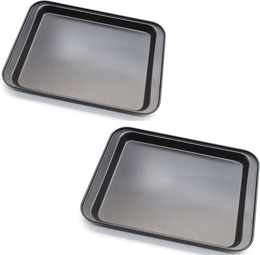 2 Pcs Cookie Baking Sheet, 9.5 Inch x 7 Inch Square Iron Plate with Nonstick Coating for Baking Cookie, Roast Meat, Baking Cake, Bread and other Foods (2)